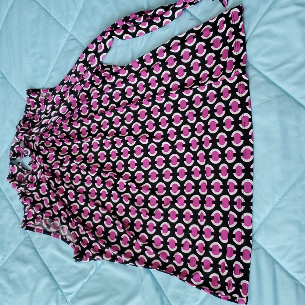 Pink and black polka dot tank